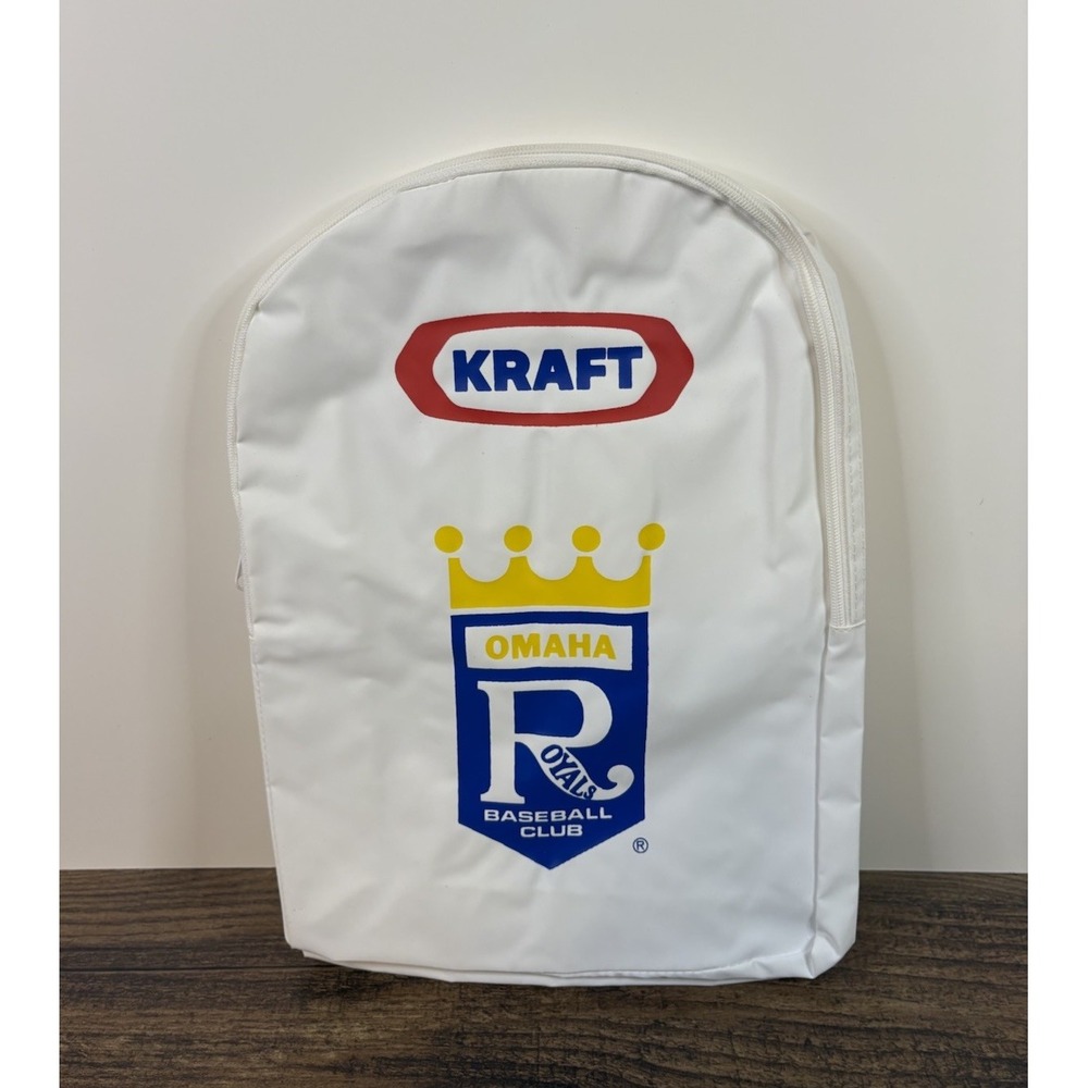 Vintage Omaha Royals Baseball Club Backpack Book Bag Kraft Nebraska White